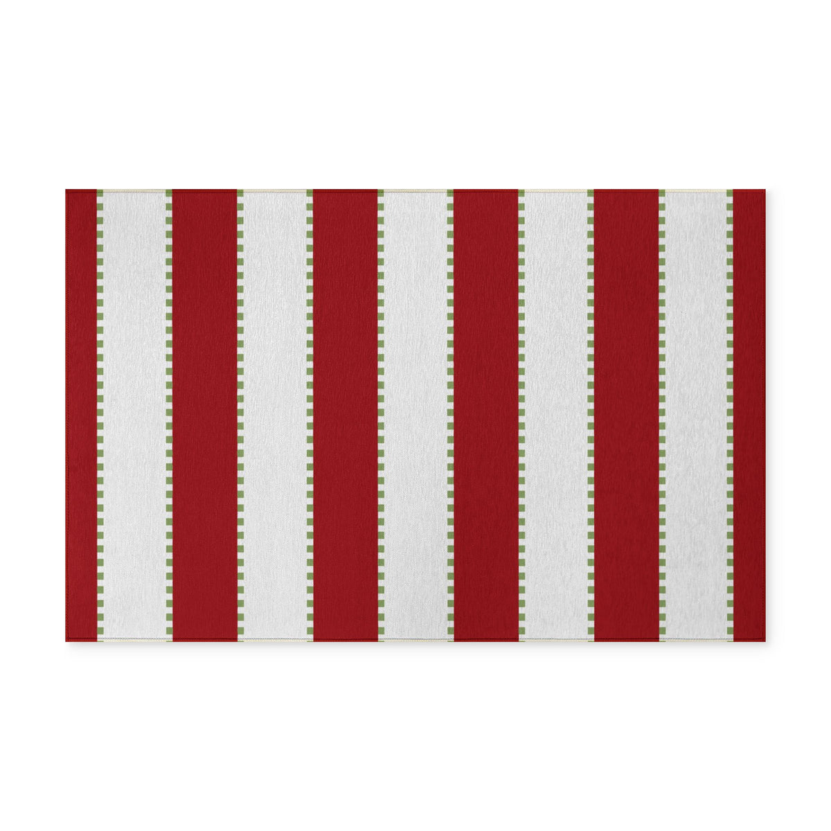 CHRISTMAS Stripe Washable Rug — Red + Green + White