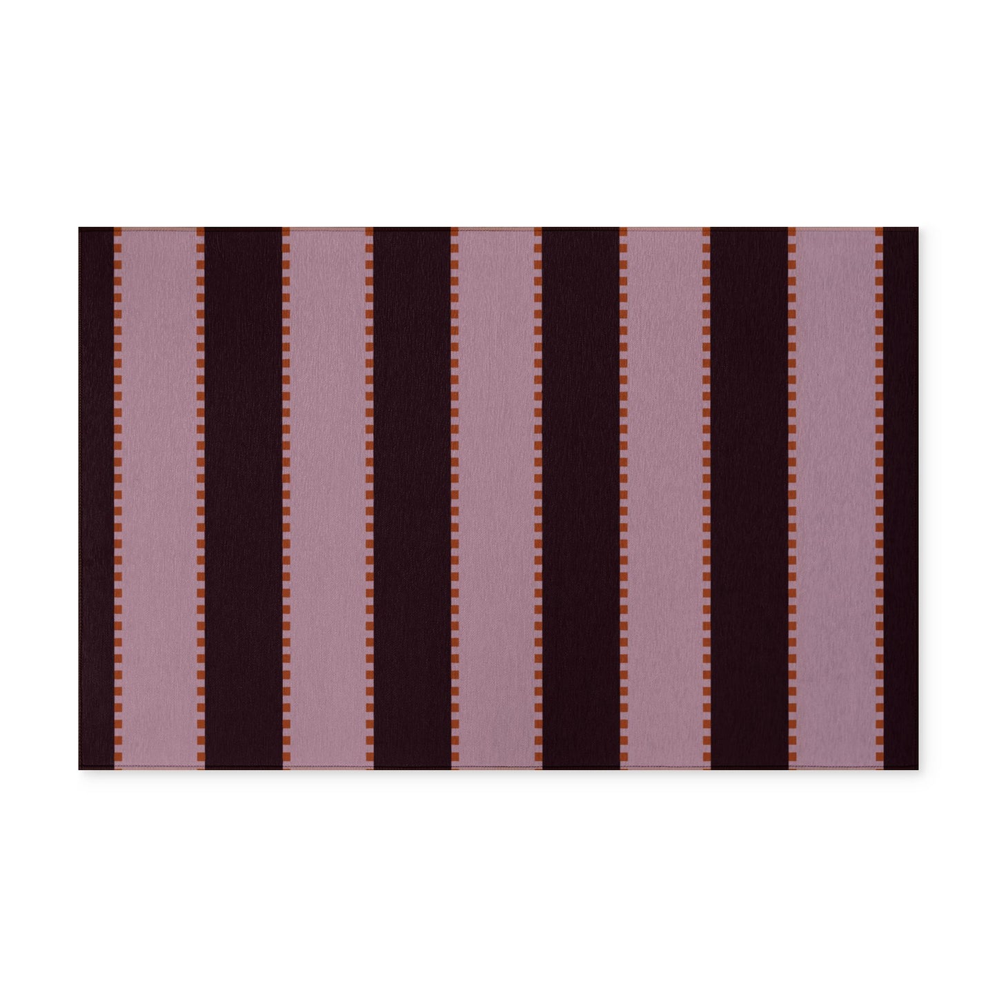 Striped Washable Rug — Pink & Chocolate Runner for Entryway, Kitchen, or Bathroom