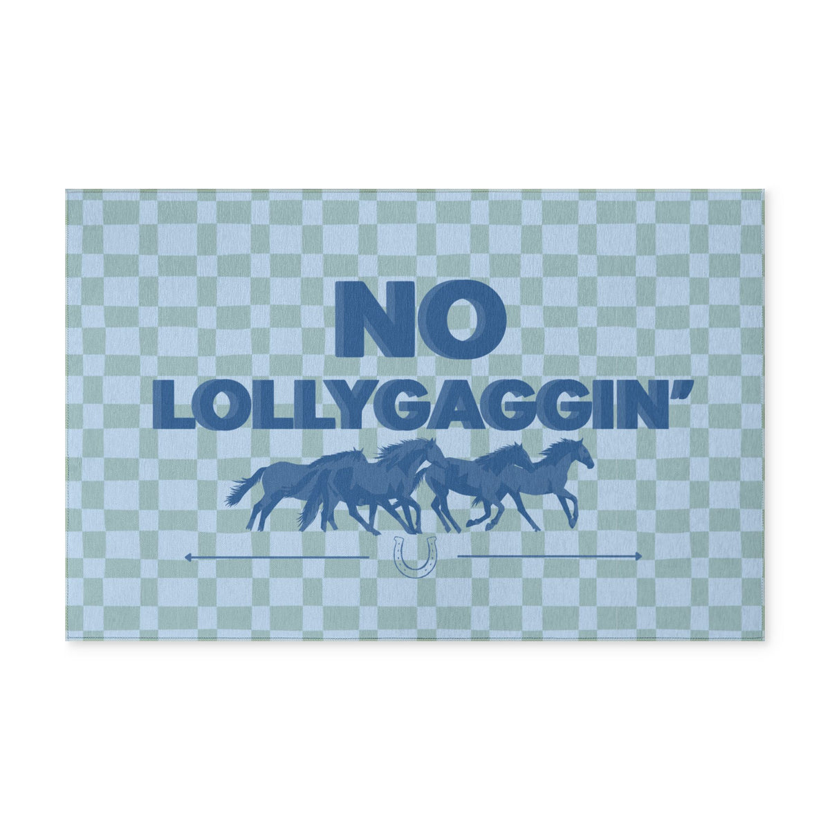 No Lollygaggin' Washable Rug - Horse Racing Checkered Doormat