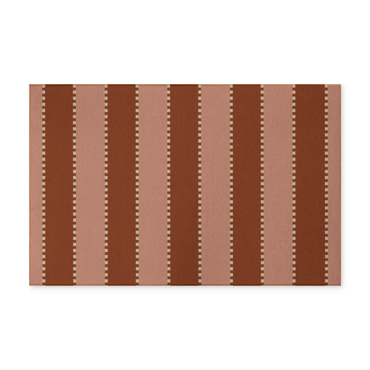 Striped Washable Rug — Rustic Terracotta Stripe Accent Rug