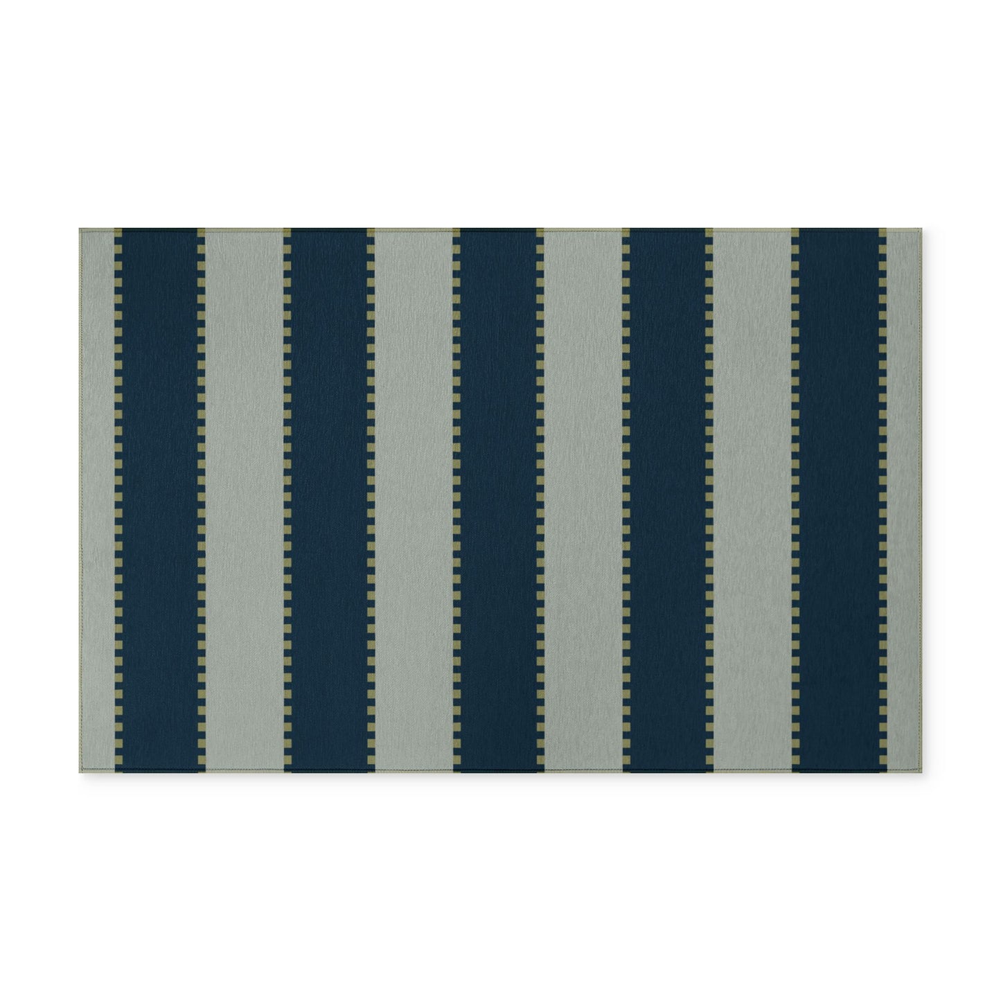 Striped Washable Rug – Navy and Gray-Green Indoor/Outdoor Accent Rug
