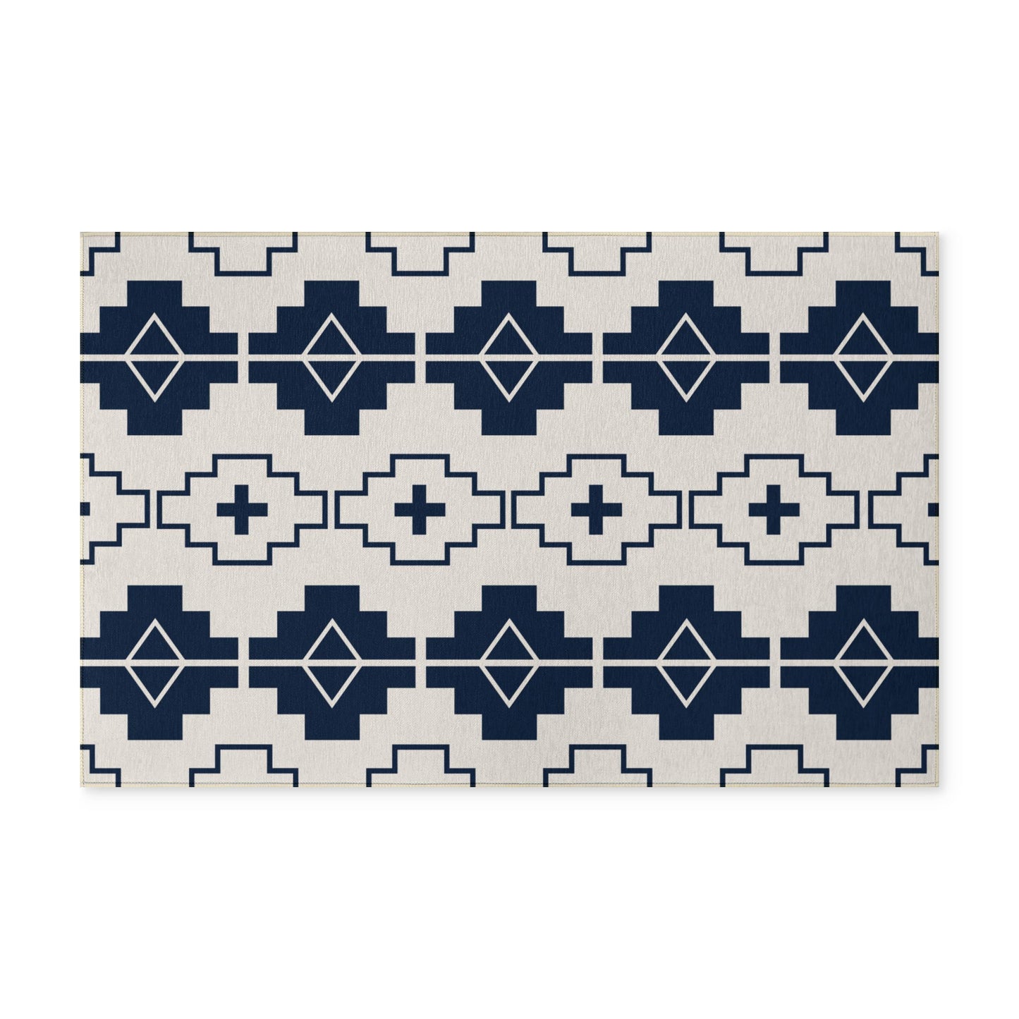Navy Geometric Washable Rug