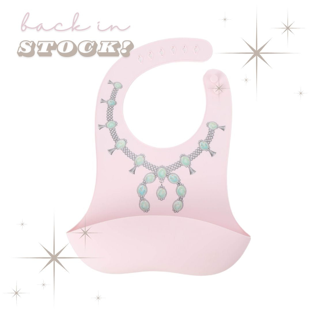 GREEN SQUASH WITH PINK BIB - PRECIOUS TURQUOISE BIBS