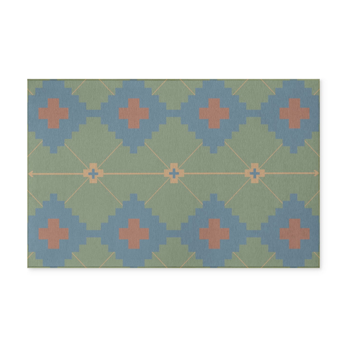 Geometric Washable Rug — Southwestern Aztec Pattern Accent Rug