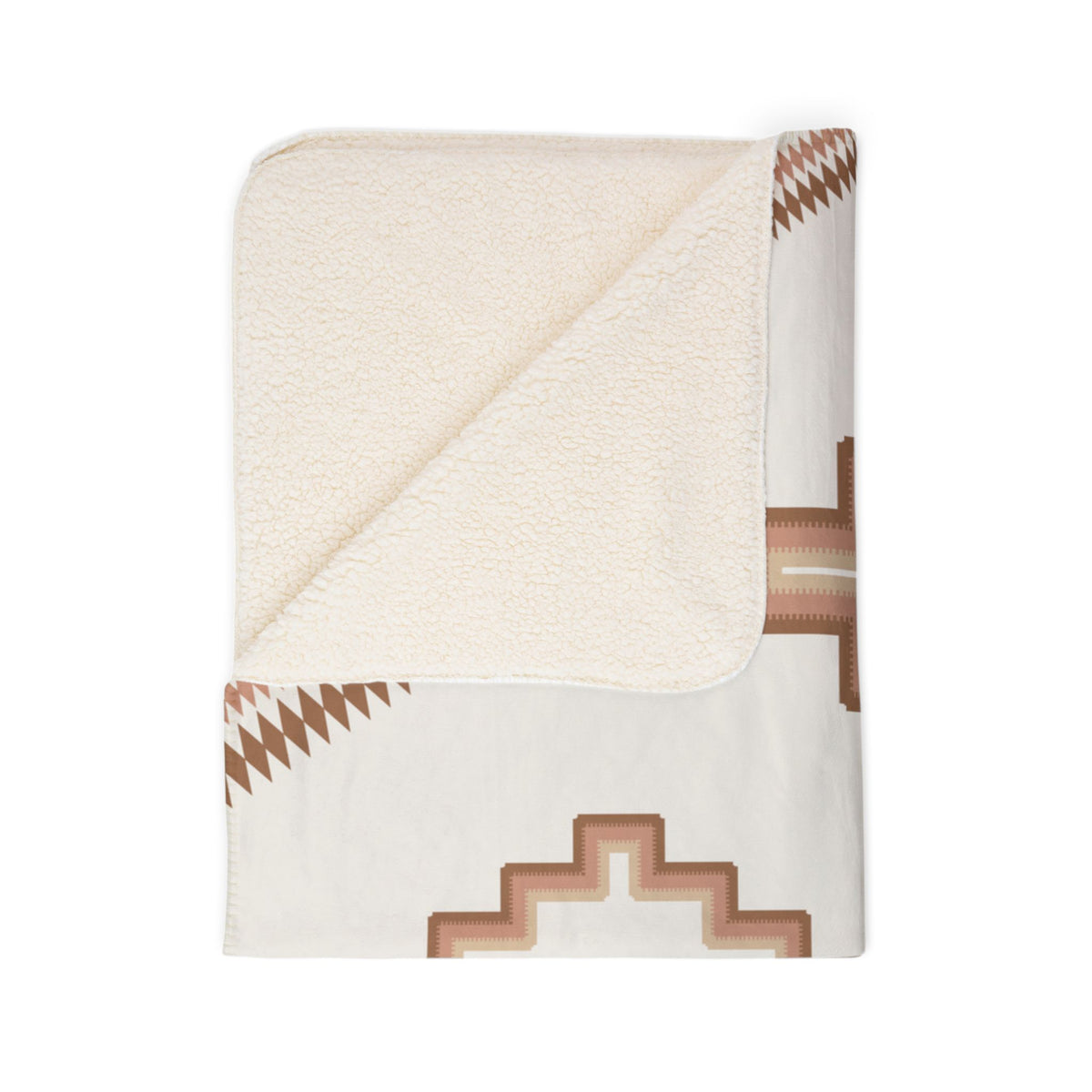 Southwestern Aztec Sherpa Blanket – Neutral Boho Fleece Throw