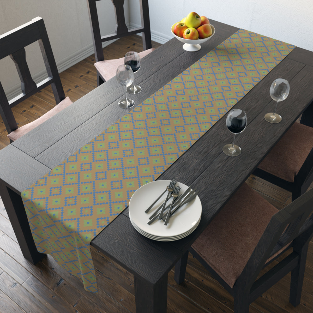 Tan, Blue & Green Southwest Table Runner