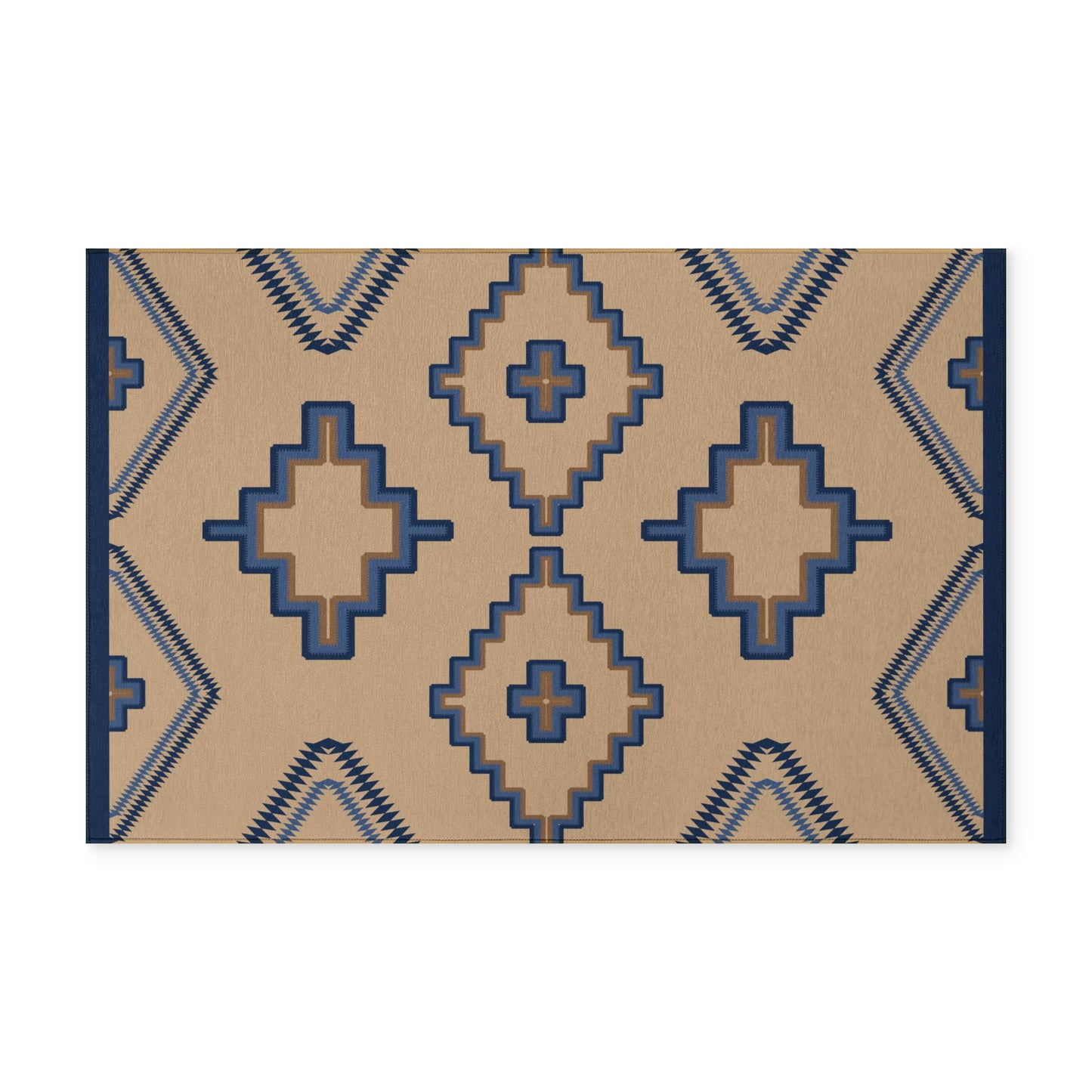 Washable Rug – Southwestern Diamond Indoor/Outdoor Accent Rug, Machine-Washable Geometric Floor Mat