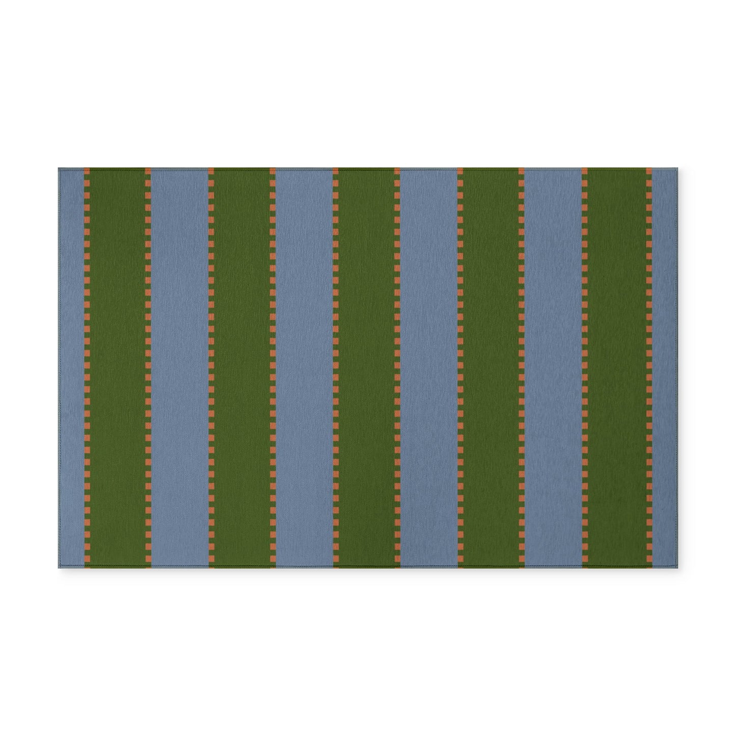 Striped Washable Rug — Blue & Olive Indoor Area Rug