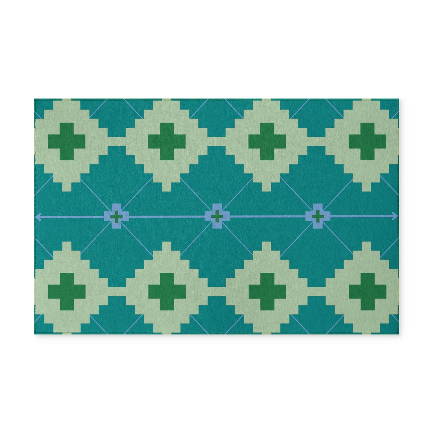 Southwest Teal + Green - Washable Rug - Indoor | Outdoor Mat
