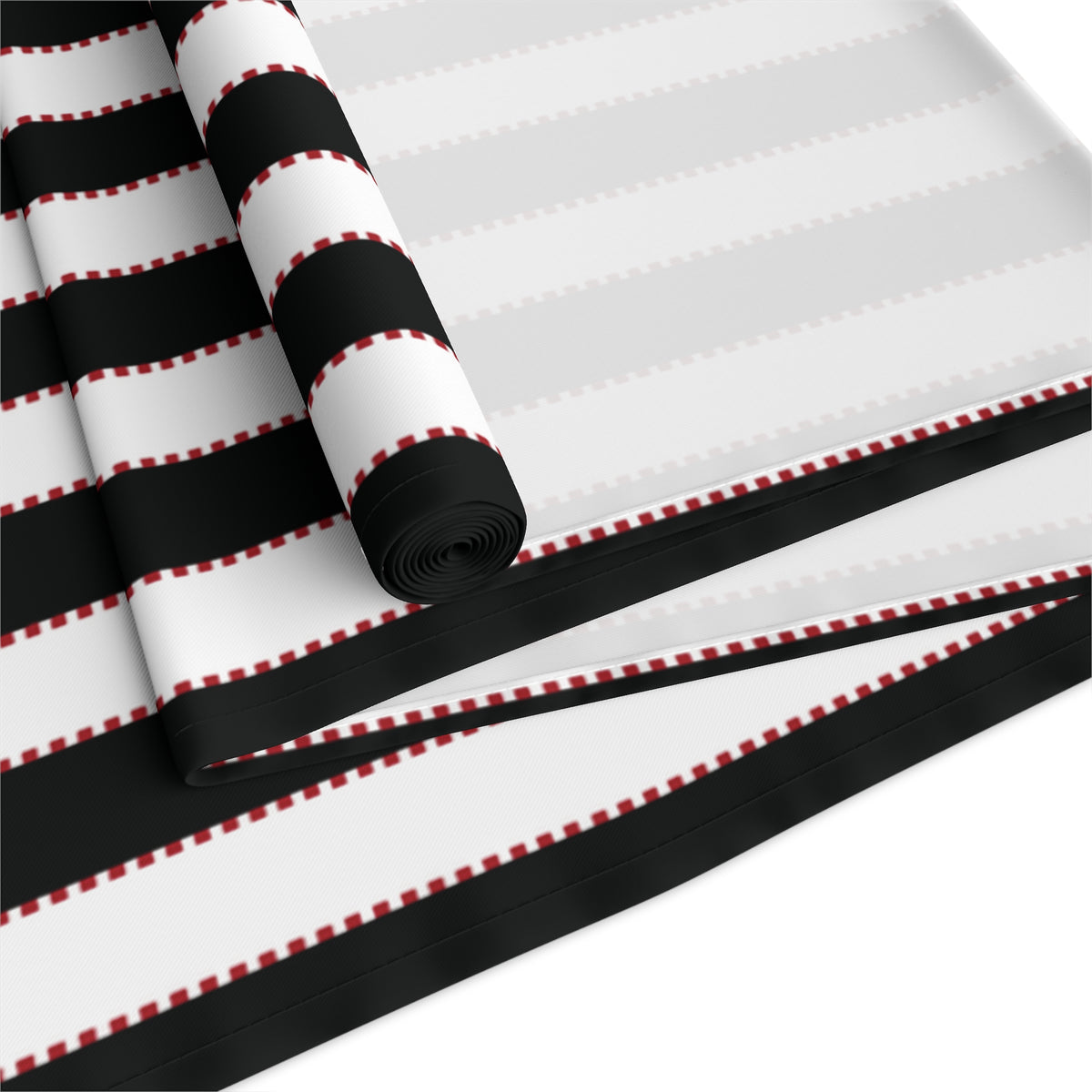 Black, White + Red Stripe Table Runner