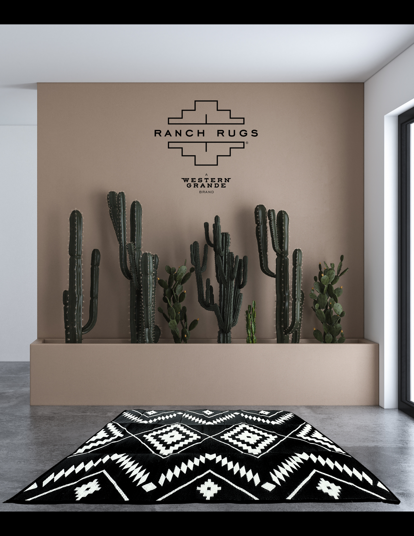 Black + Ivory - 9ft x 12ft - RANCH RUGS -THE DAVIS -