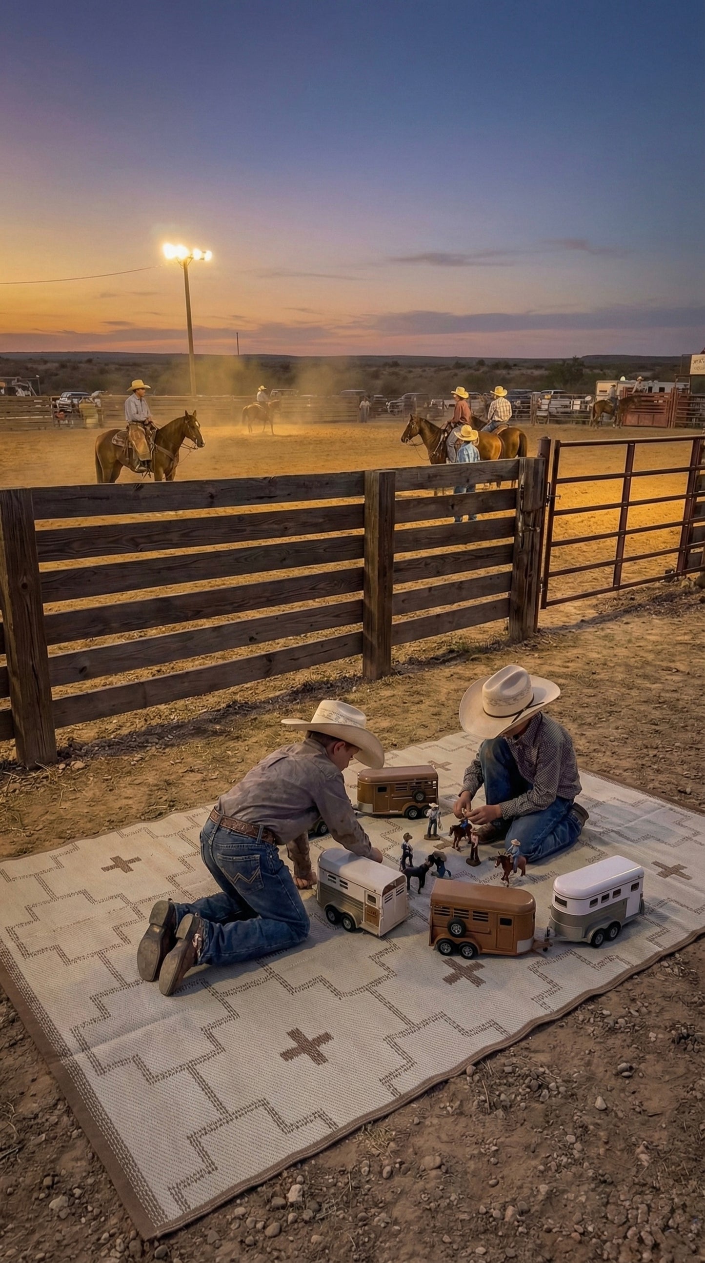 TAN + IVORY - 6ft x 9ft - RANCH RUGS -LAJITAS DESIGN-