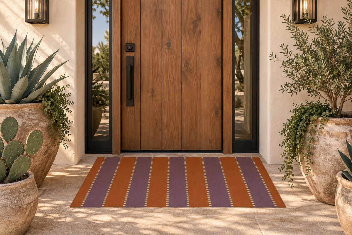 Rust + Plum + Mustard Yellow - Indoor/ Outdoor Washable Rug