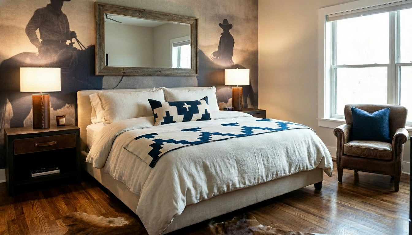 LUMBAR PILLOW COVER - PRESIDIO NAVY + CREAM 100% COTTON