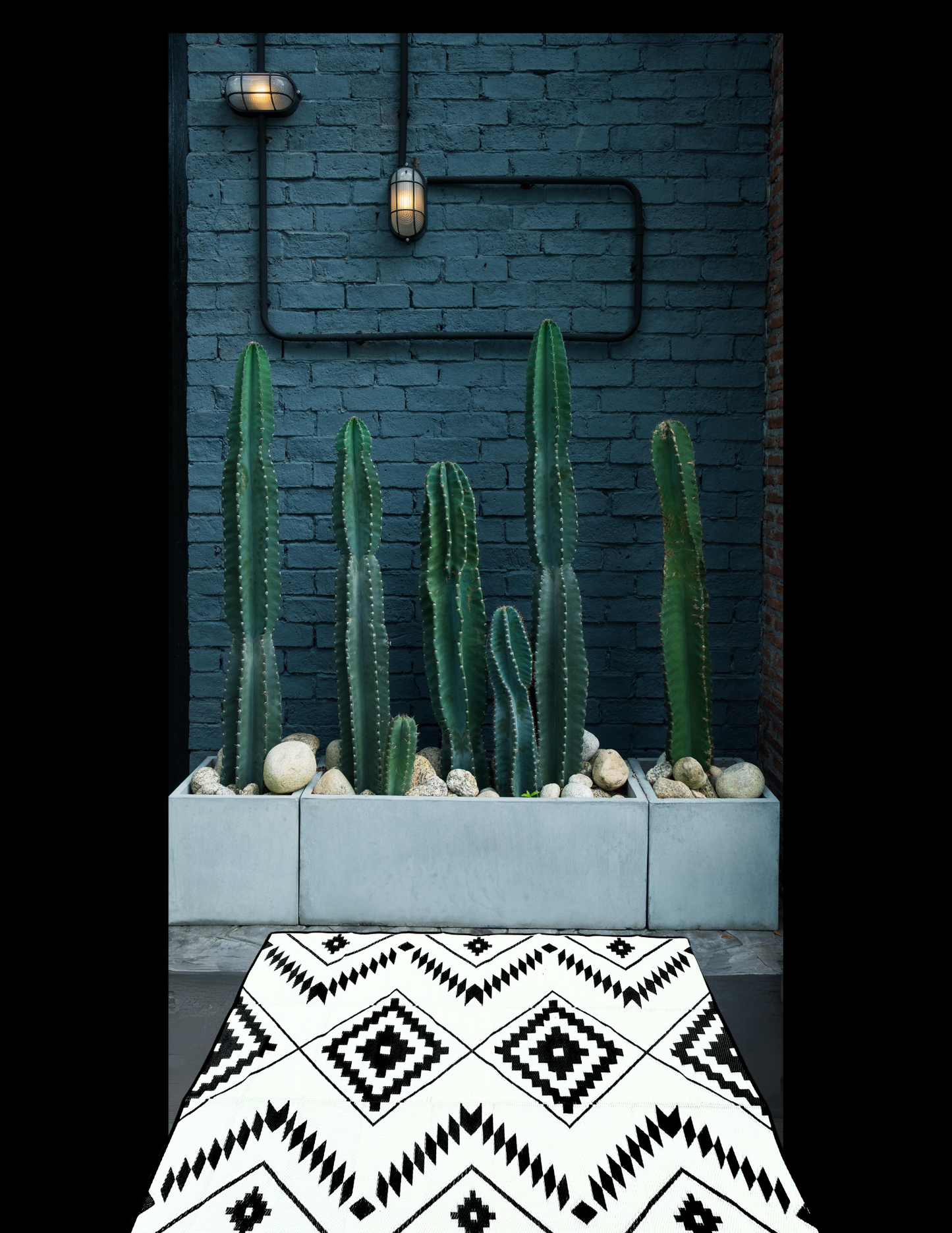 Black + Ivory - 9ft x 12ft - RANCH RUGS -THE DAVIS -
