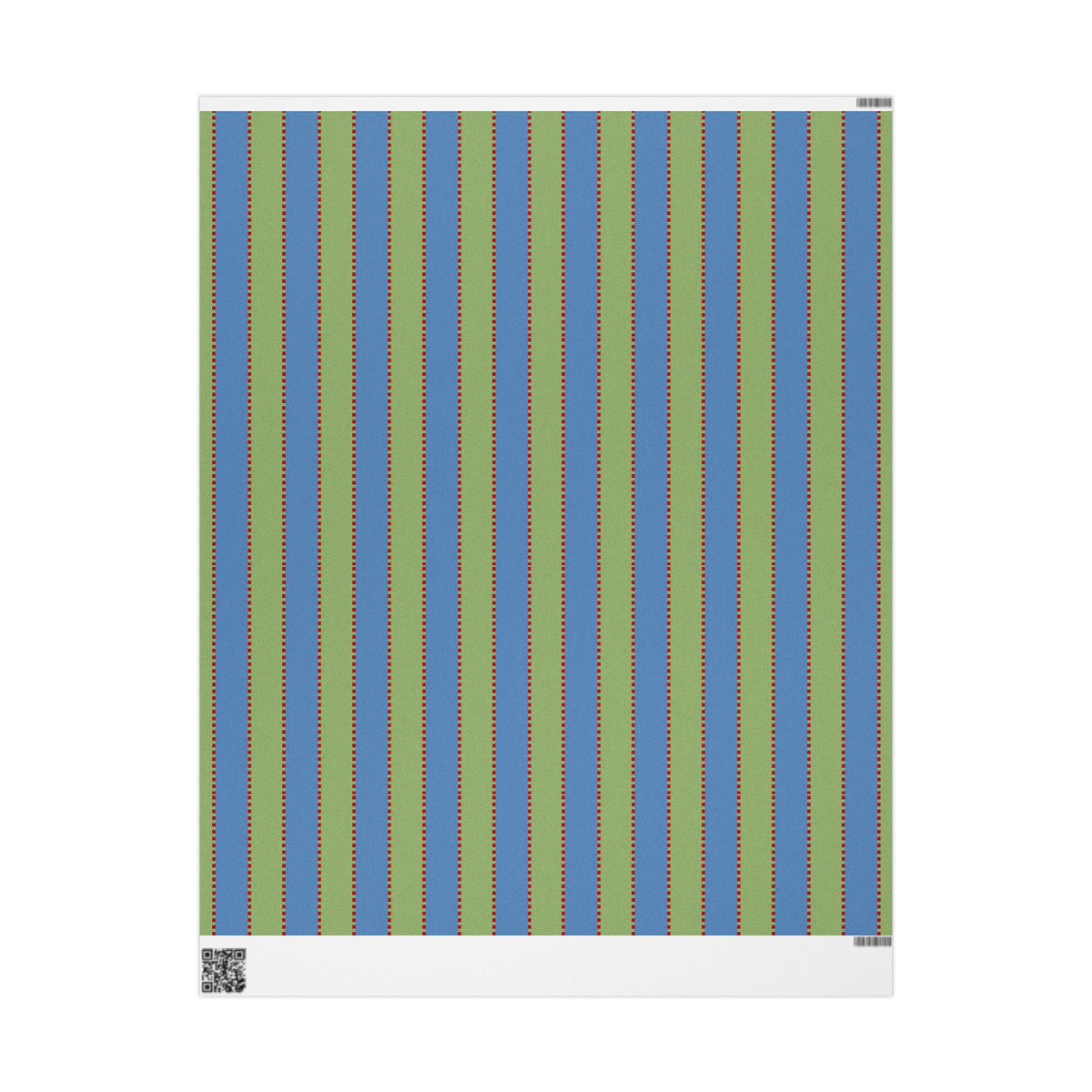 Christmas Stripe Wrapping Paper — BLUE + GREEN + RED Stitched Pattern