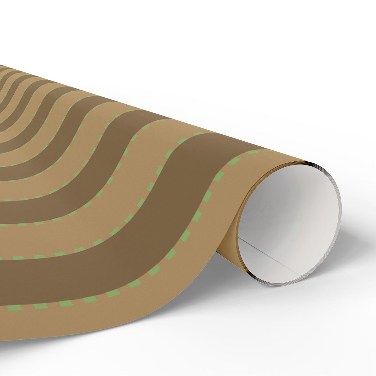 Christmas Stripe Wrapping Paper — TAN + BROWN + GREEN Stitched Pattern