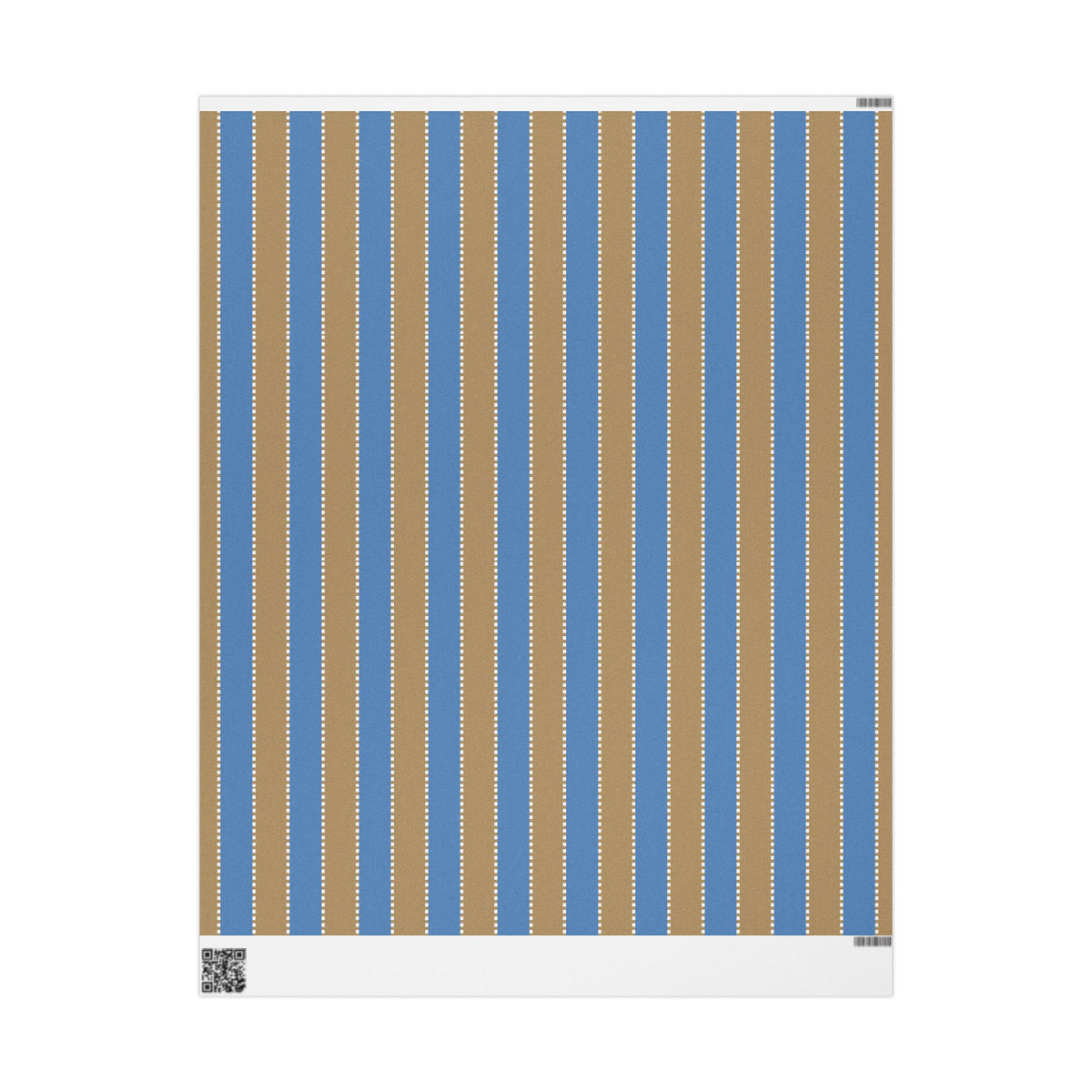 Christmas Stripe Wrapping Paper — BLUE + BROWN + WHITE Stitched Pattern