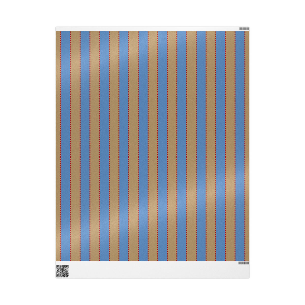 Christmas Stripe Wrapping Paper — BLUE + BROWN + RED Stitched Pattern