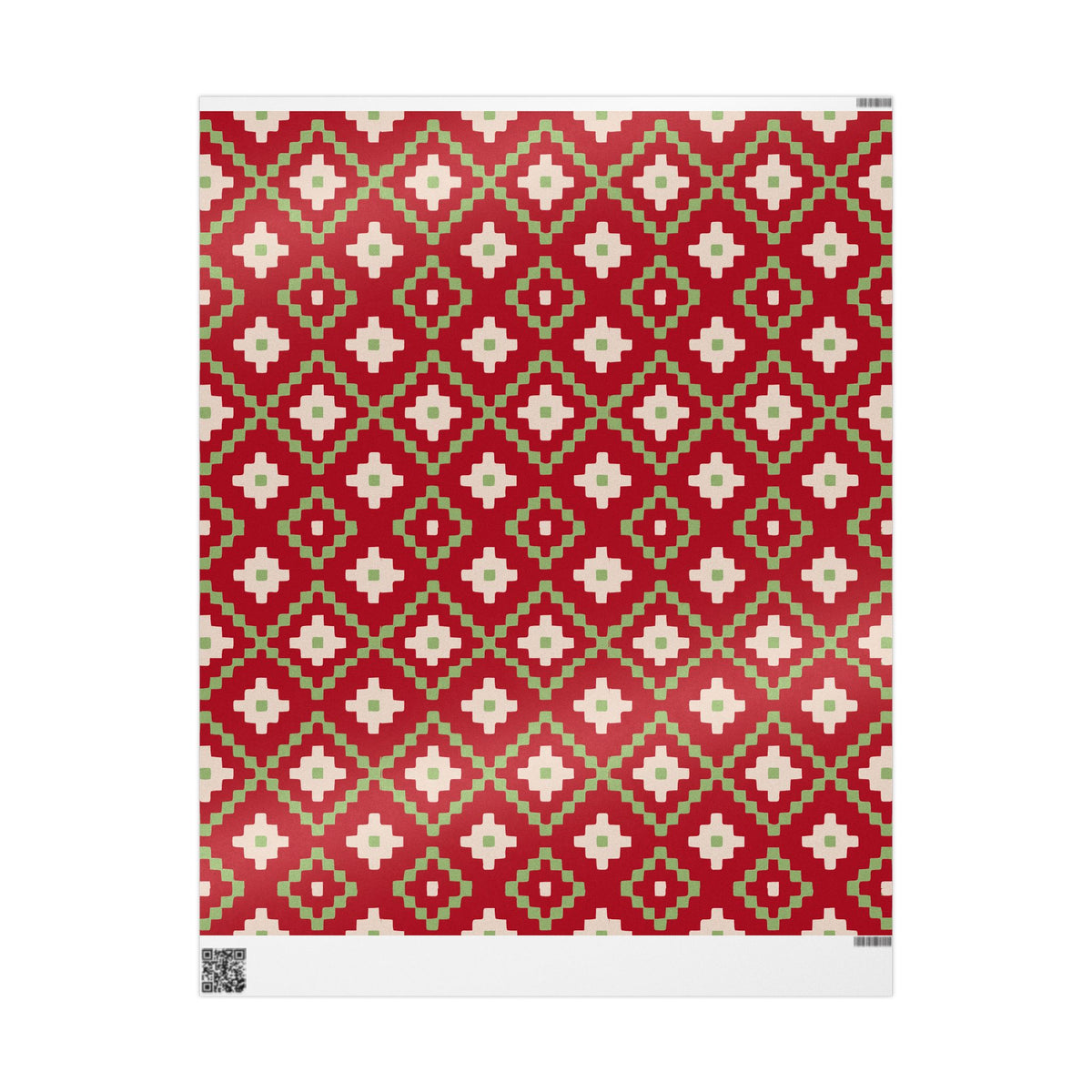 Christmas Stripe Wrapping Paper — RED + GREEN + LIGHT PINK Stitched Pattern