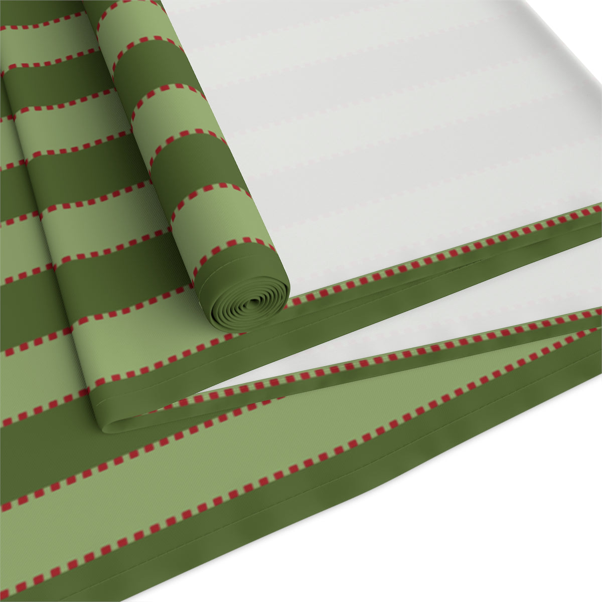 Olive Green, Sage Green+ Red Stripe Table Runner