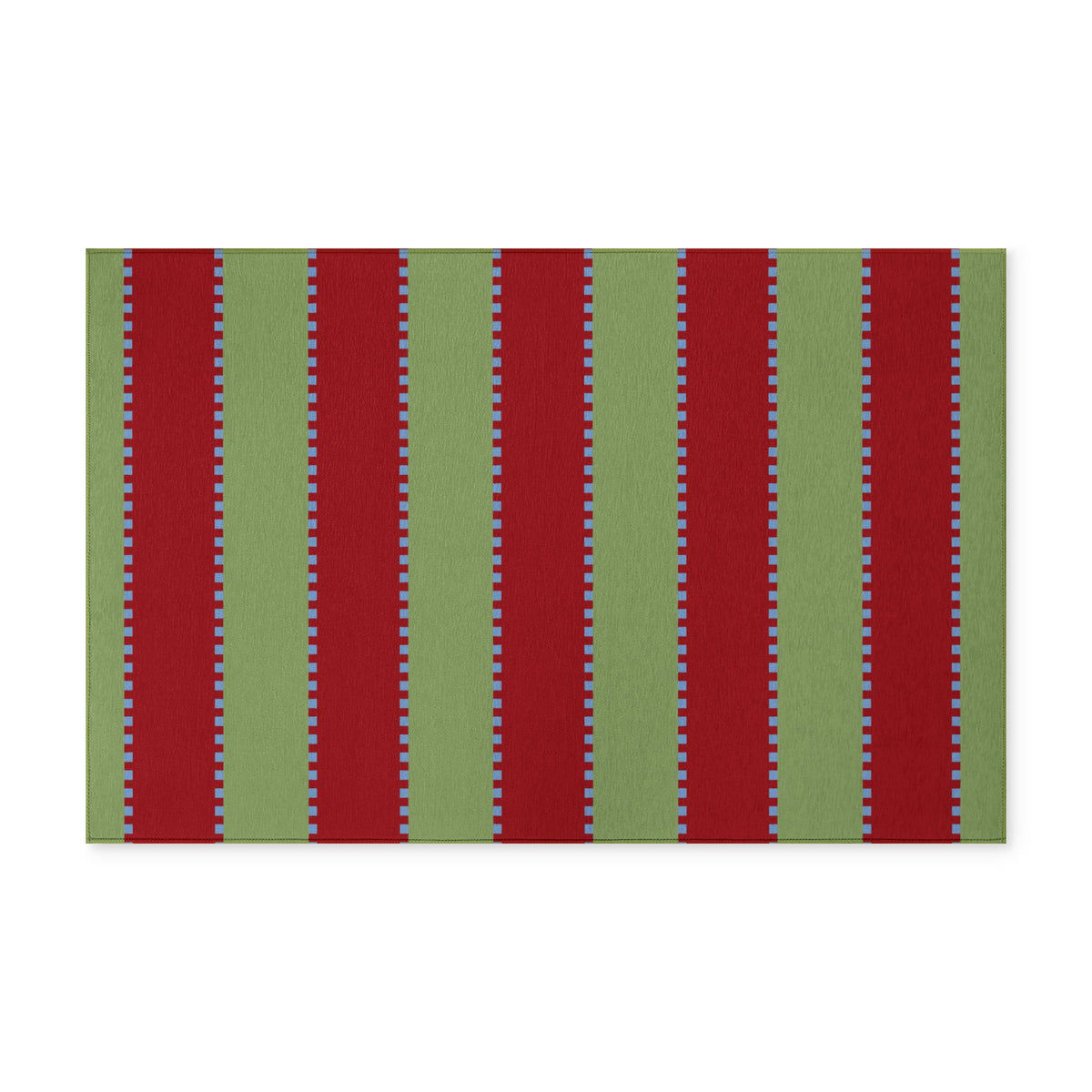 CHRISTMAS Stripe Washable Rug — Red + Green + Blue