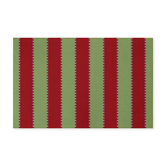 CHRISTMAS Stripe Washable Rug — Red + Green + Blue
