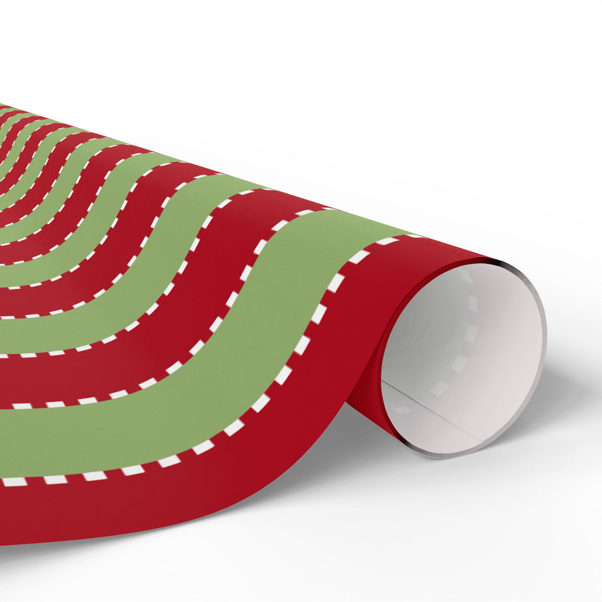 Christmas Stripe Wrapping Paper — Red & Green Stitched Pattern
