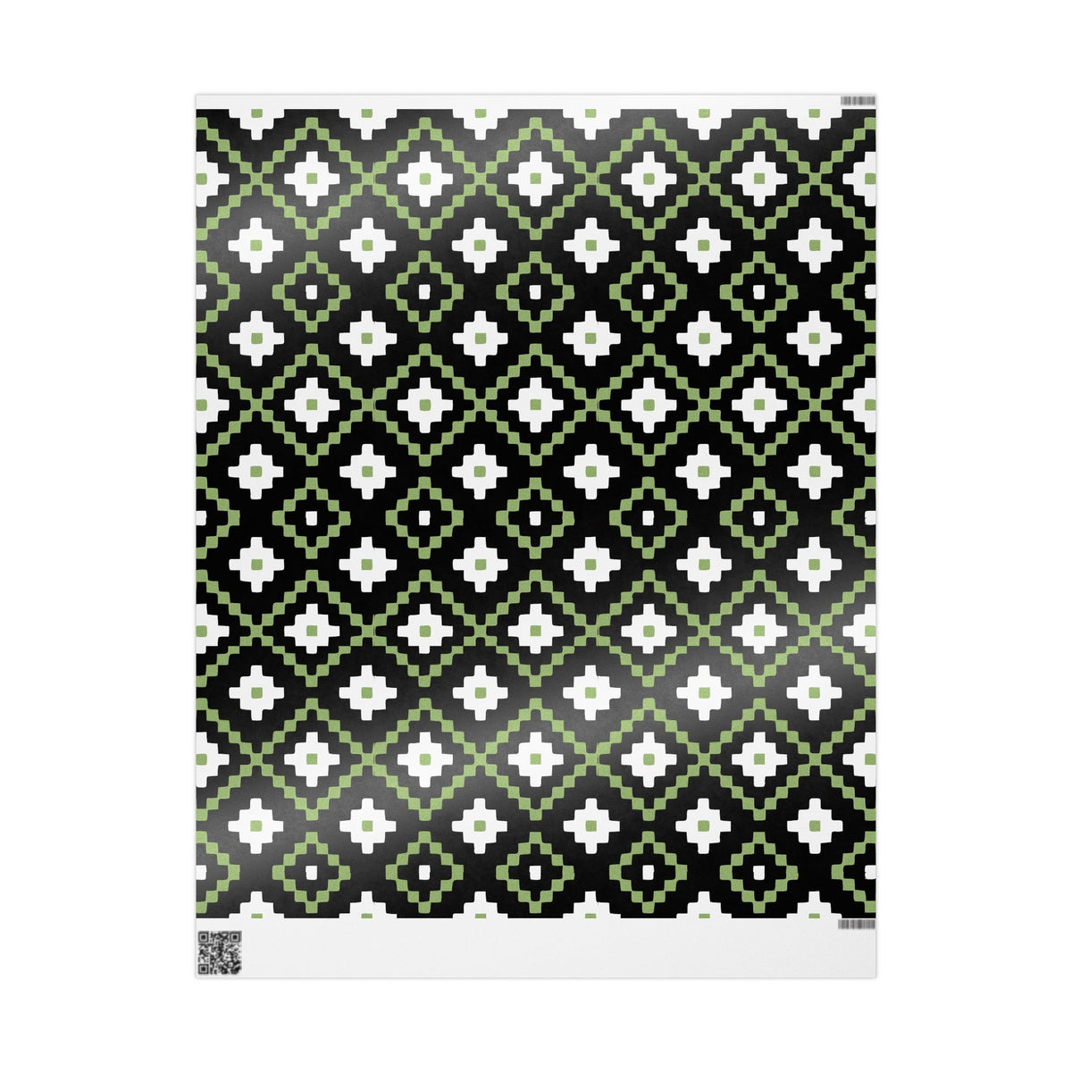 Christmas Stripe Wrapping Paper — BLACK + GREEN + WHITE Stitched Pattern