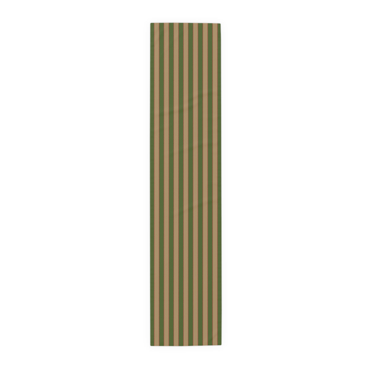 Olive Green, Tan + Red Stripe Table Runner
