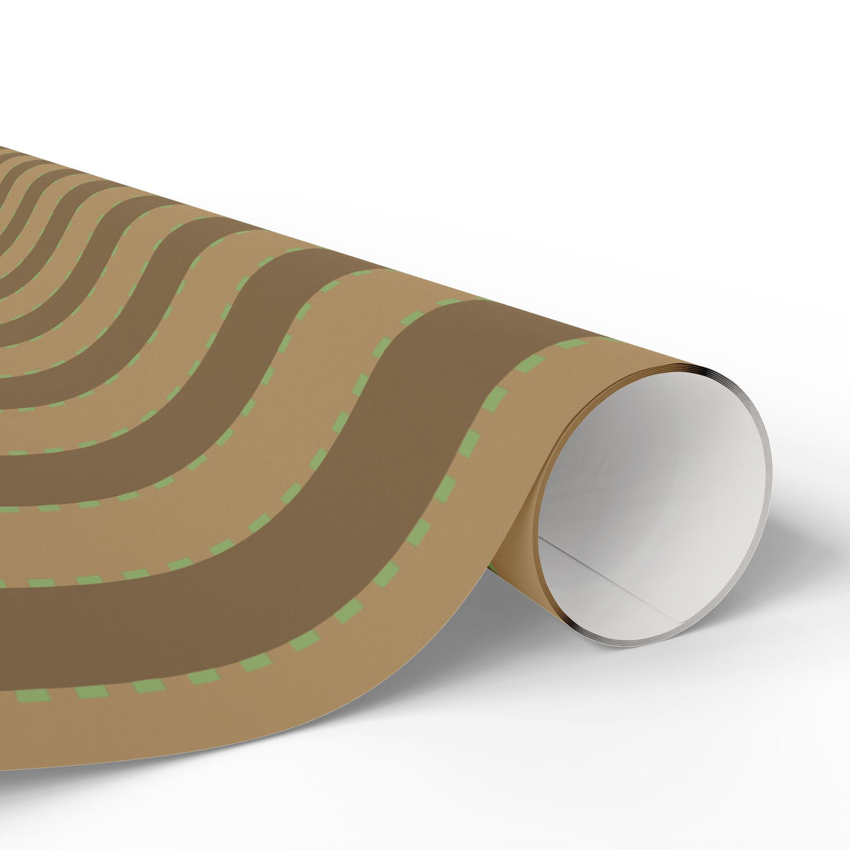 Christmas Stripe Wrapping Paper — TAN + BROWN + GREEN Stitched Pattern