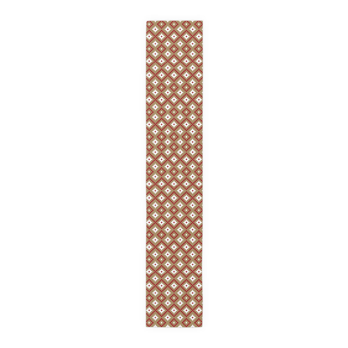 Tan, Red + White Southwest Table Runner