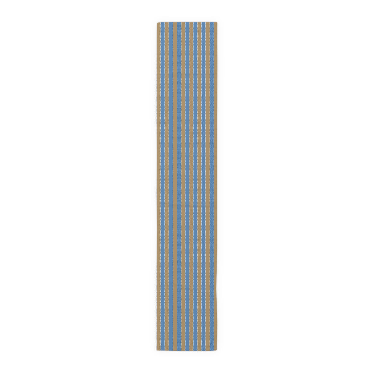 Blue & Sand Striped Table Runner – Coastal Farmhouse Cotton-Poly Blend
