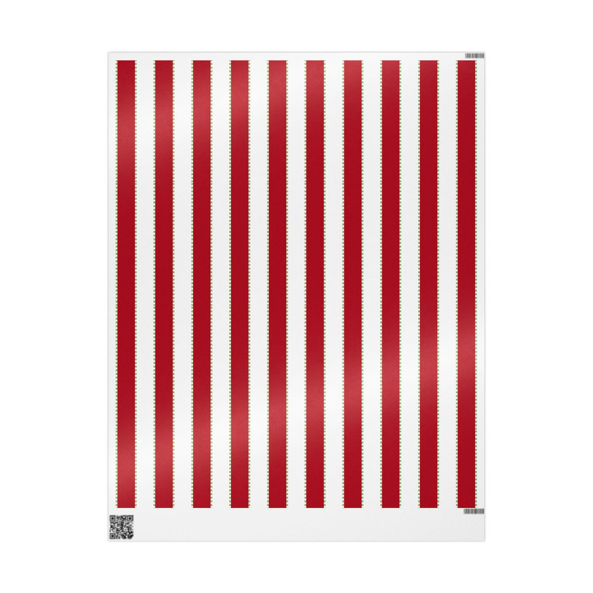 Christmas Stripe Wrapping Paper — WHITE + RED + GREEN Stitched Pattern