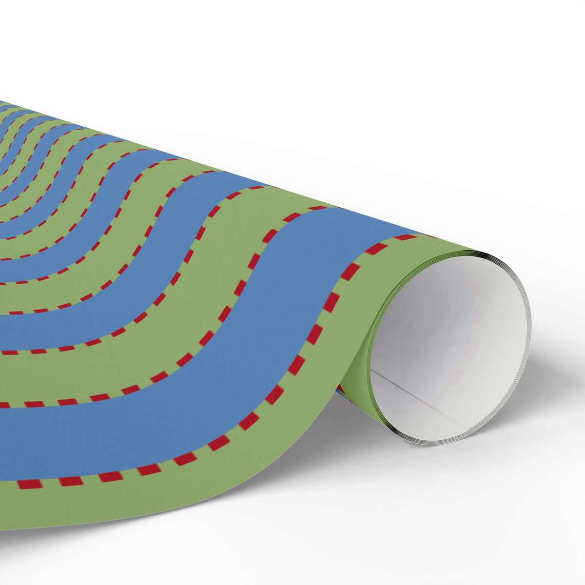 Christmas Stripe Wrapping Paper — BLUE + GREEN + RED Stitched Pattern