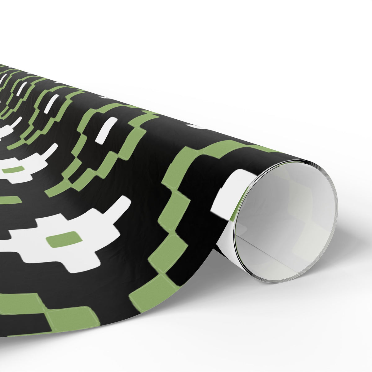 Christmas Stripe Wrapping Paper — BLACK + GREEN + WHITE Stitched Pattern