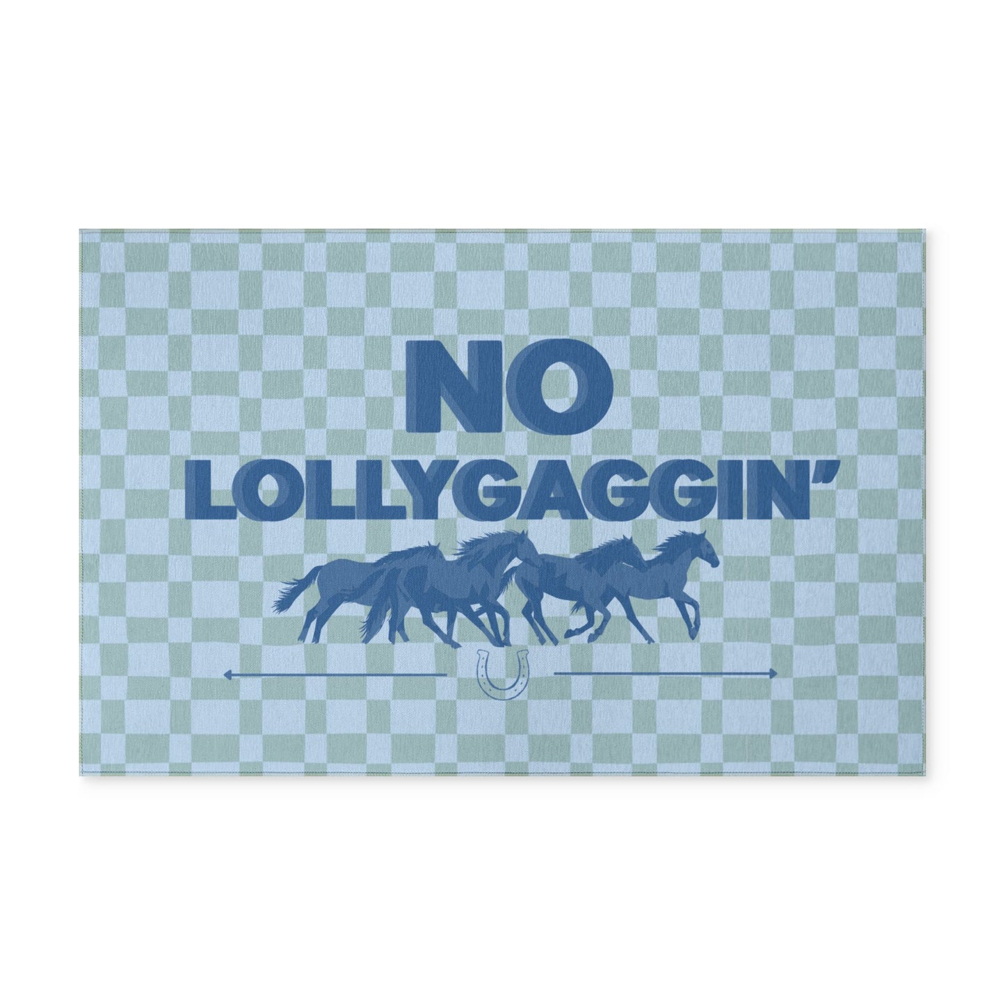 No Lollygaggin' Washable Rug - Horse Racing Checkered Doormat