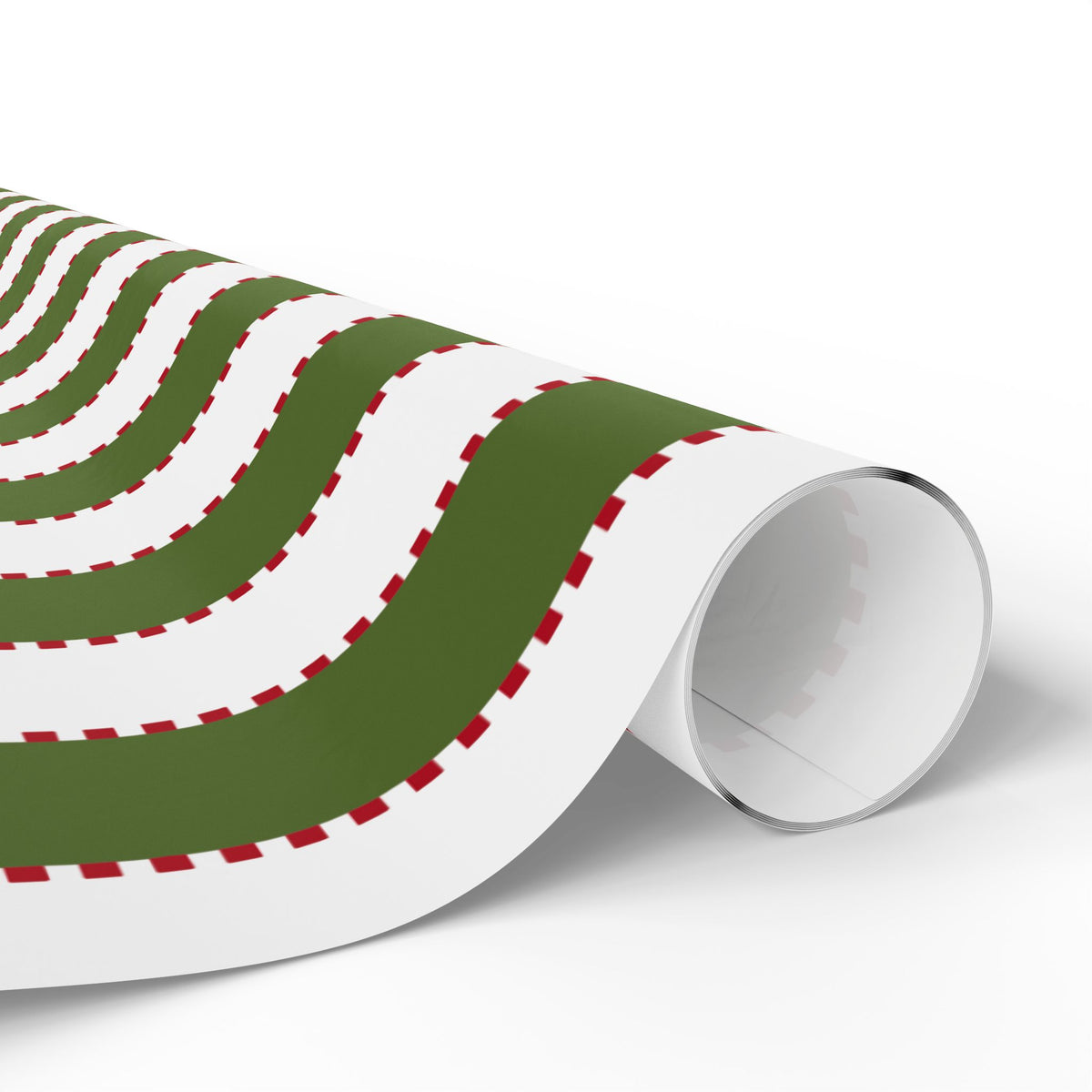 Christmas Stripe Wrapping Paper — WHITE + GREEN + RED Stitched Pattern