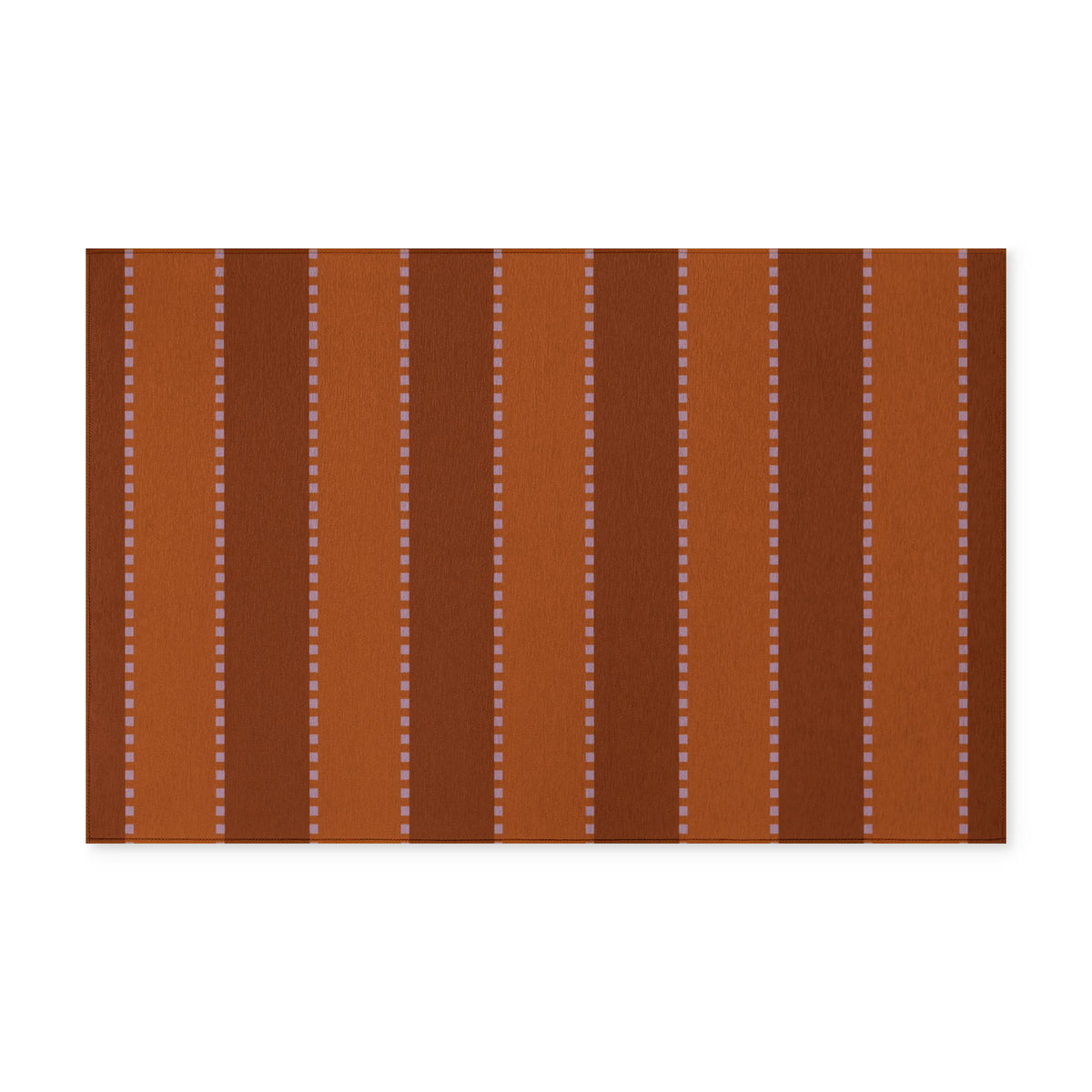 Rust Striped Washable Rug — Machine-Washable Indoor Area Rug for Entryway & Kitchen