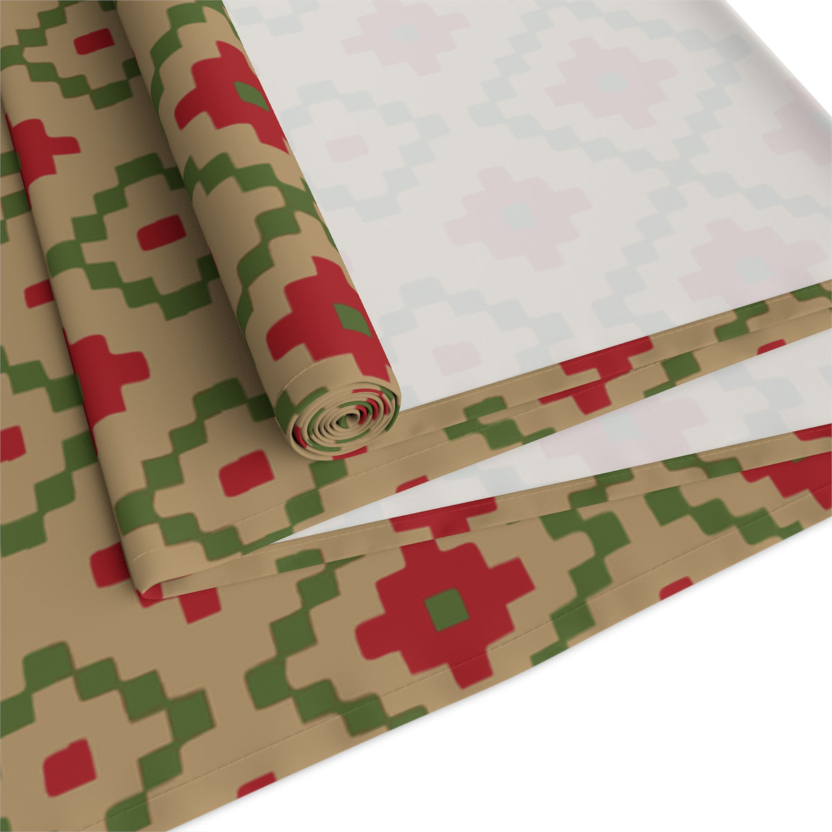 Tan, Red + Green Southwest Table Runner