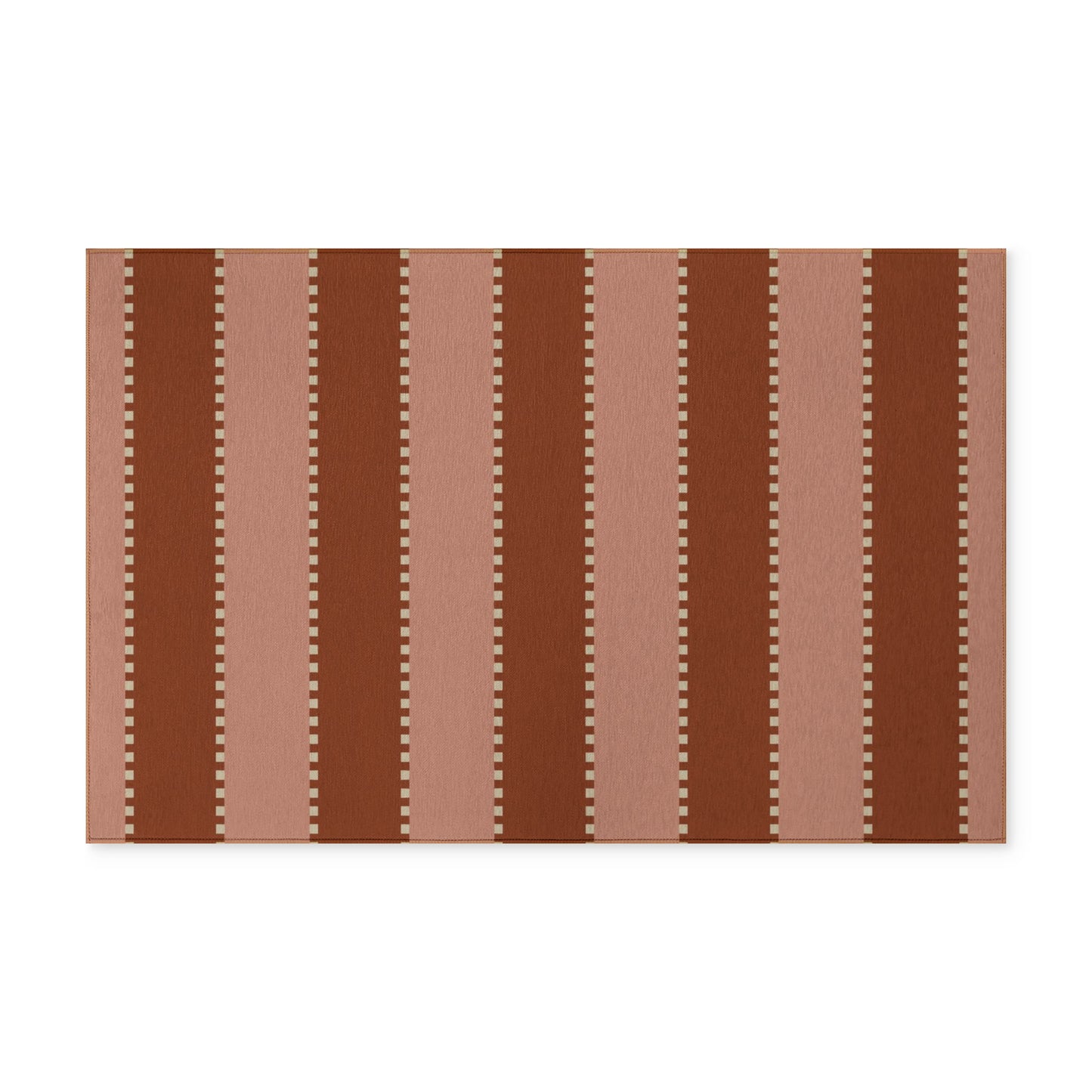 Striped Washable Rug — Rustic Terracotta Stripe Accent Rug
