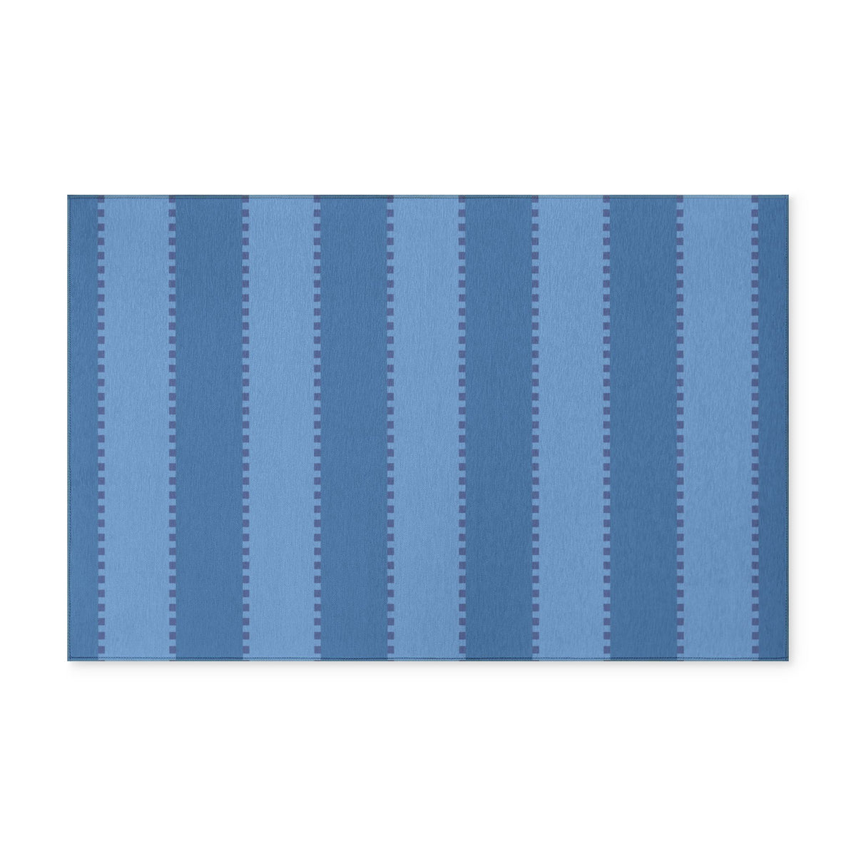 Denim + Blue Striped Washable Rug — Machine Washable Non-Slip Area Rug