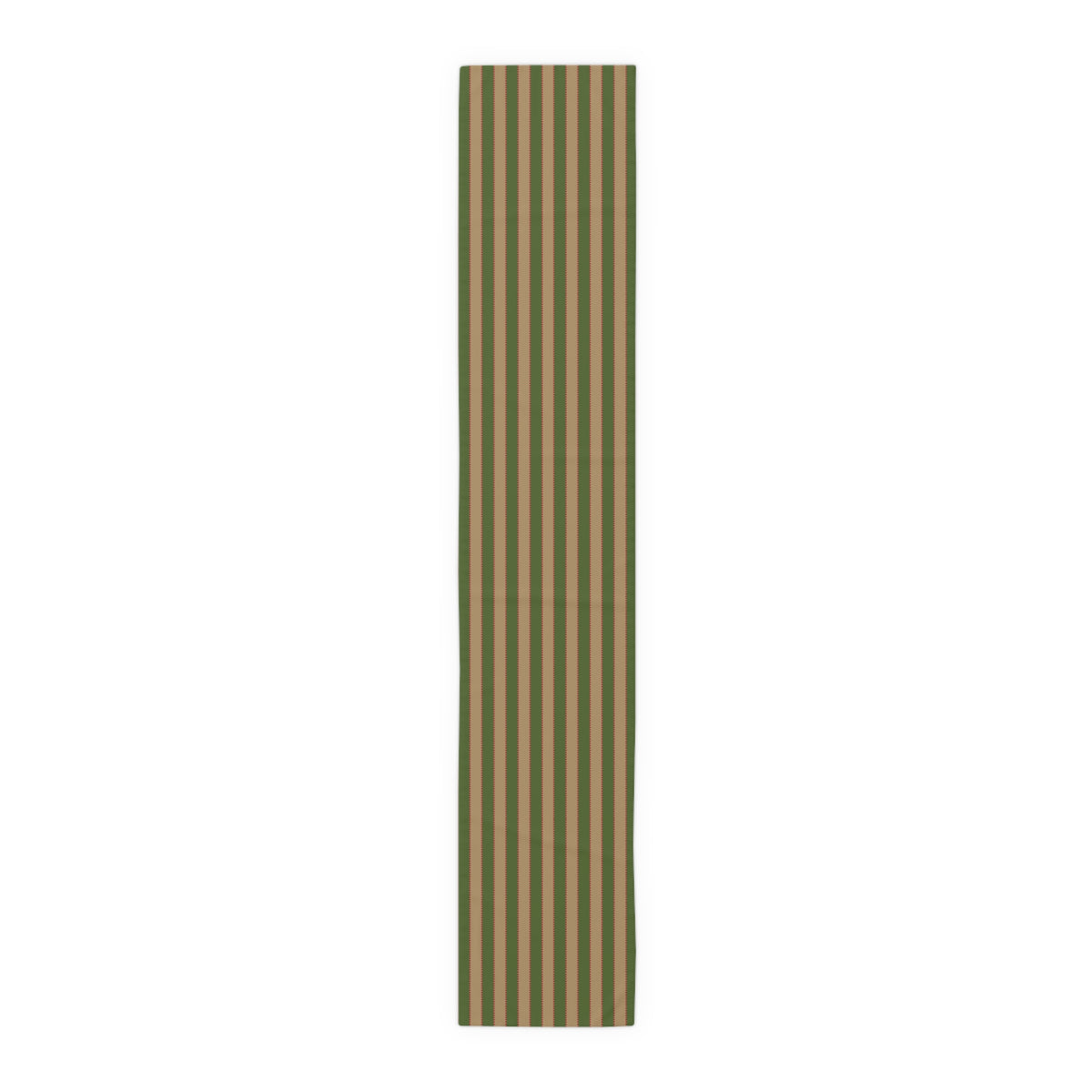 Olive Green, Tan + Red Stripe Table Runner