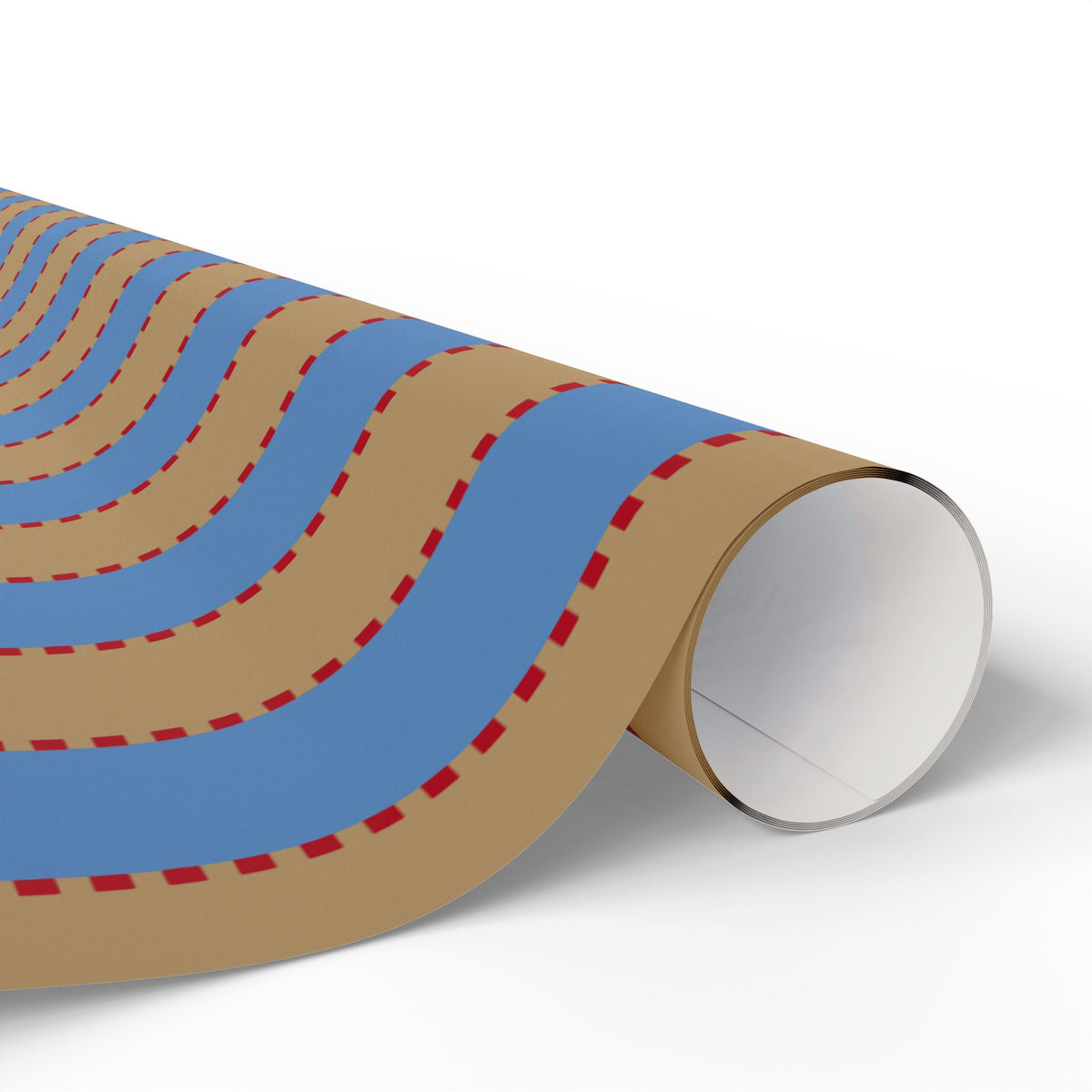 Christmas Stripe Wrapping Paper — BLUE + BROWN + RED Stitched Pattern