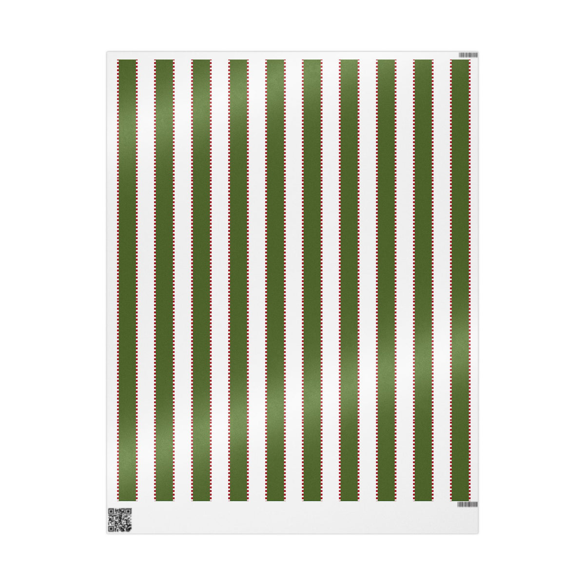 Christmas Stripe Wrapping Paper — WHITE + GREEN + RED Stitched Pattern