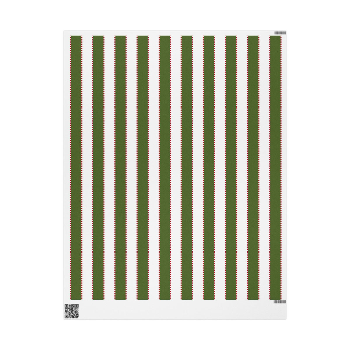 Christmas Stripe Wrapping Paper — WHITE + GREEN + RED Stitched Pattern