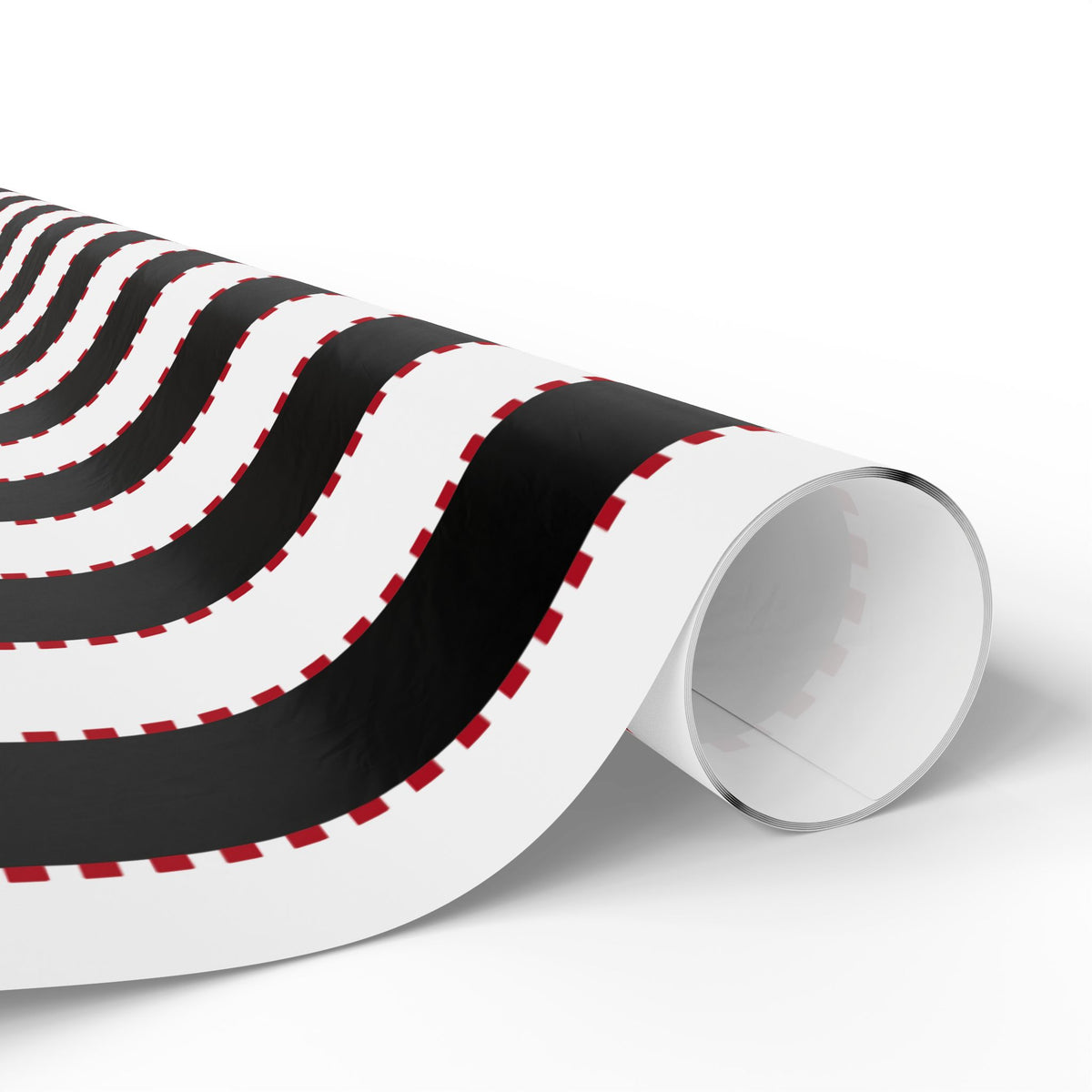 Christmas Stripe Wrapping Paper — WHITE + BLACK + RED Stitched Pattern