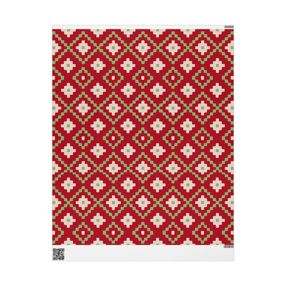 Christmas Stripe Wrapping Paper — RED + GREEN + LIGHT PINK Stitched Pattern