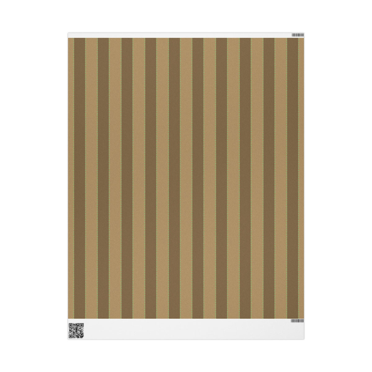 Christmas Stripe Wrapping Paper — TAN + BROWN + GREEN Stitched Pattern