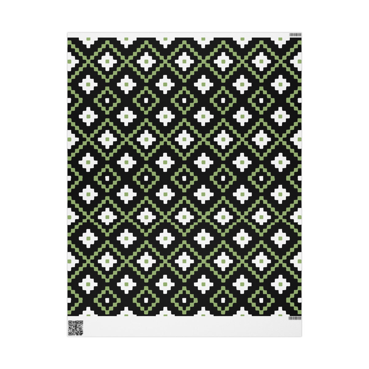 Christmas Stripe Wrapping Paper — BLACK + GREEN + WHITE Stitched Pattern